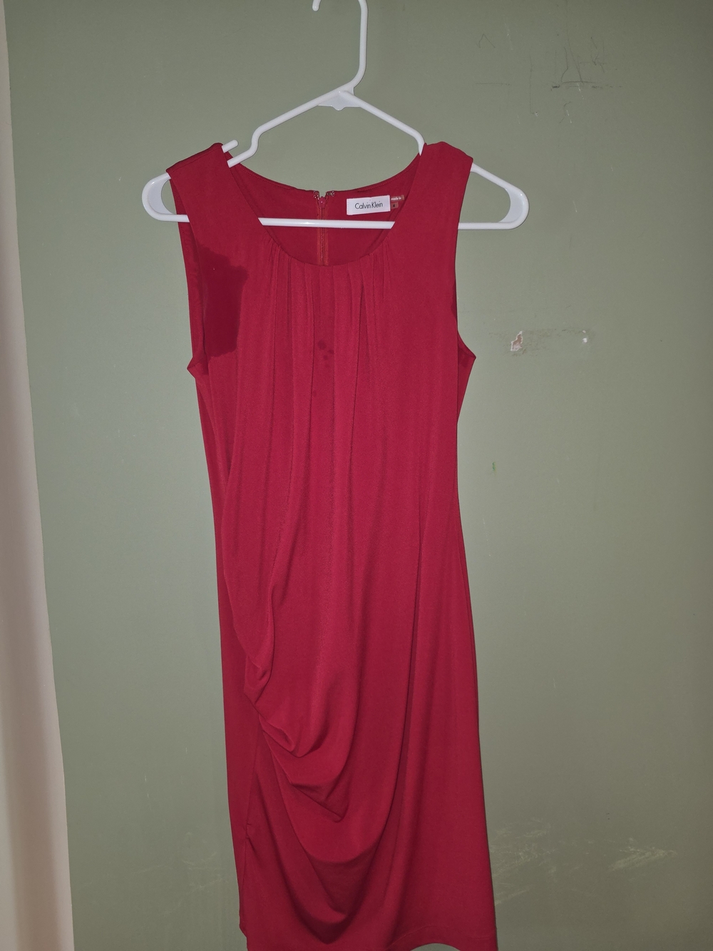Womens Calvin Klein Red Sleeveless Draped Dress Sz 4 EUC